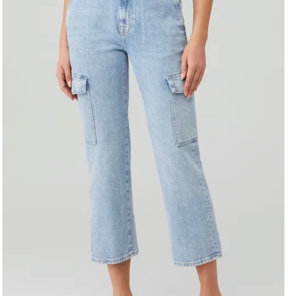 7 Seven For All Mankind Jeans Cargo Logan Ankle Crop Size 30 Light Wash